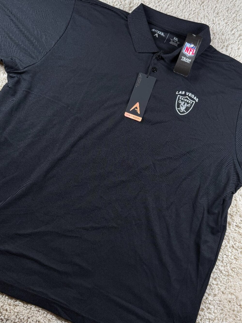 NWT Antigua Las Vegas Raiders NFL Black Polo Shirt Men’s XXL